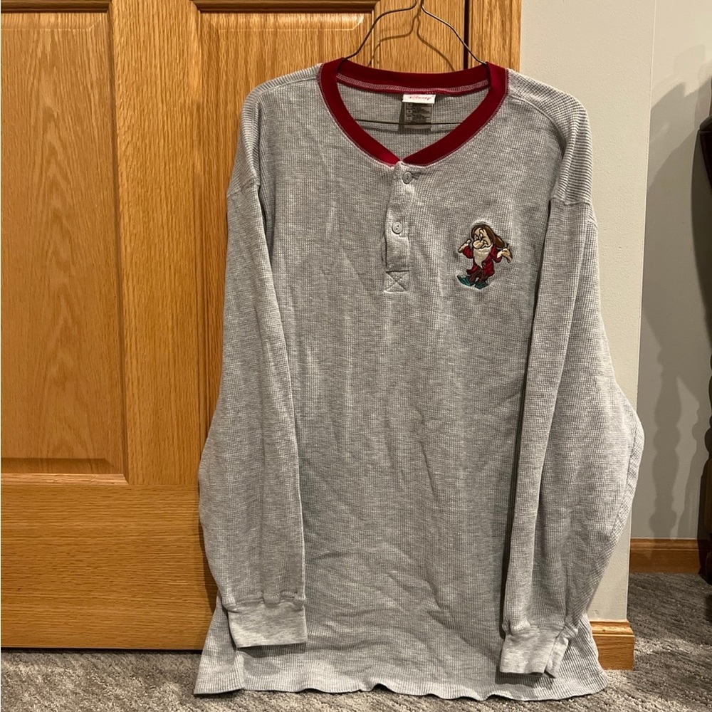 Vintage Disney Store Grumpy Pullover Thermal Long Sleeve size Large